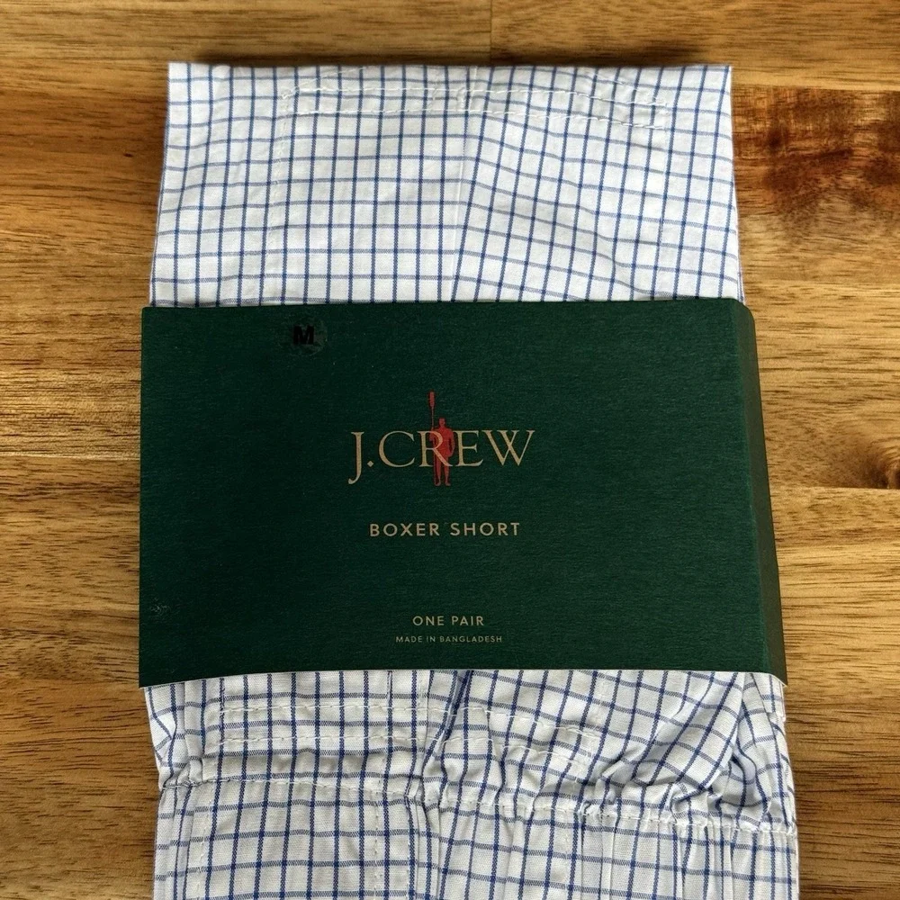 NWT J CREW Boxer Short Underwear Sz M Blue Check Classic Comfort Oarsman